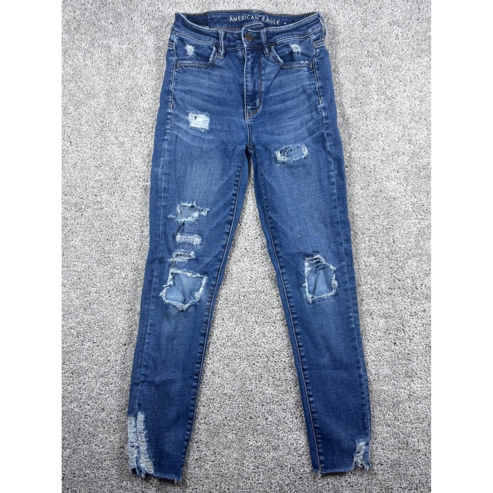 American Eagle Ne(x)t Level Stretch Ripped Distressed Skinny Jeans Size 2 Short